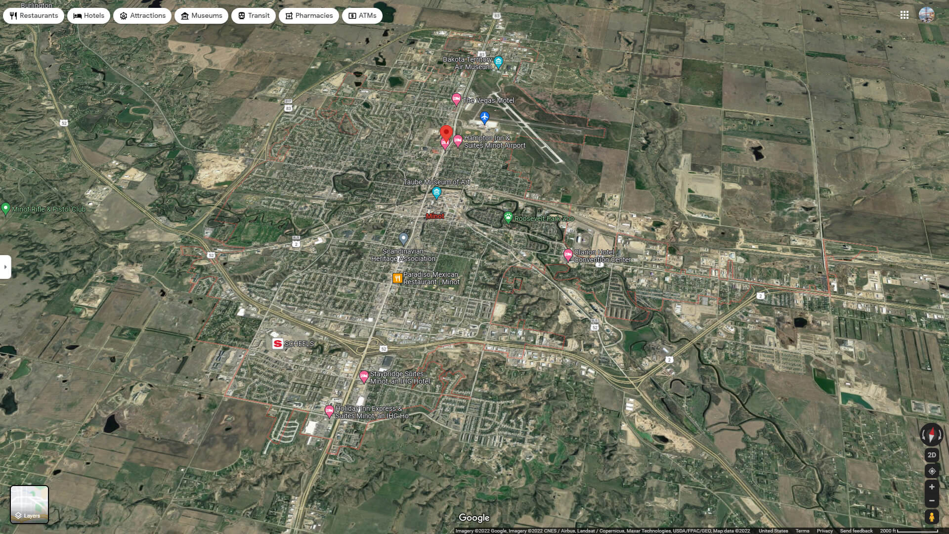 Minot Aerial Map North Dakota